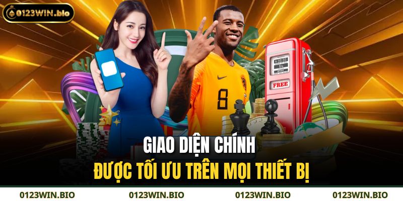Giới Thiệu 0123WIN 1 Giao diện chính được tối ưu trên mọi thiết bị
